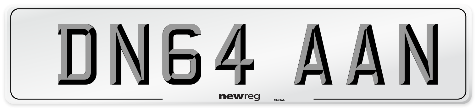 DN64 AAN Number Plate from New Reg